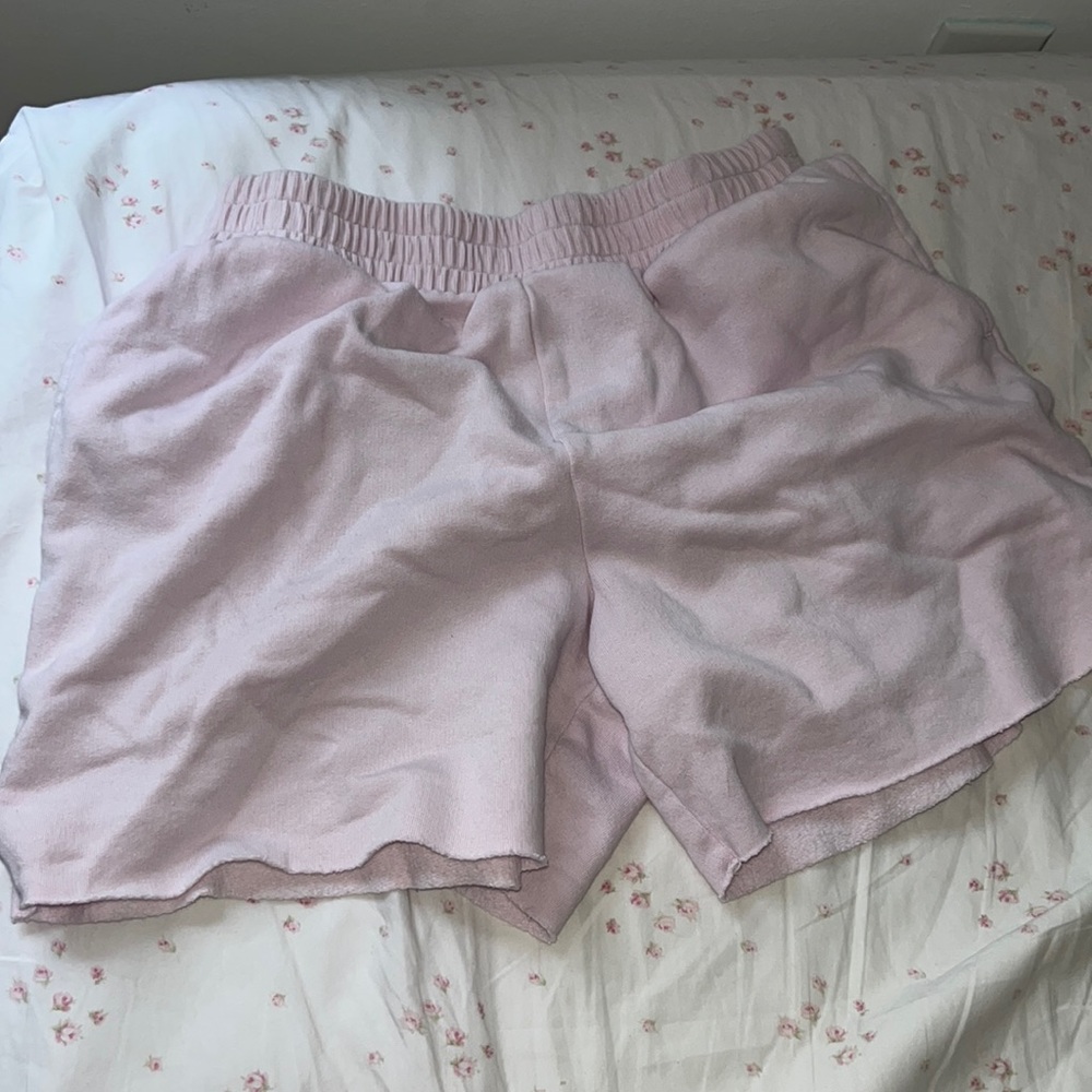 baby pink sweat shorts